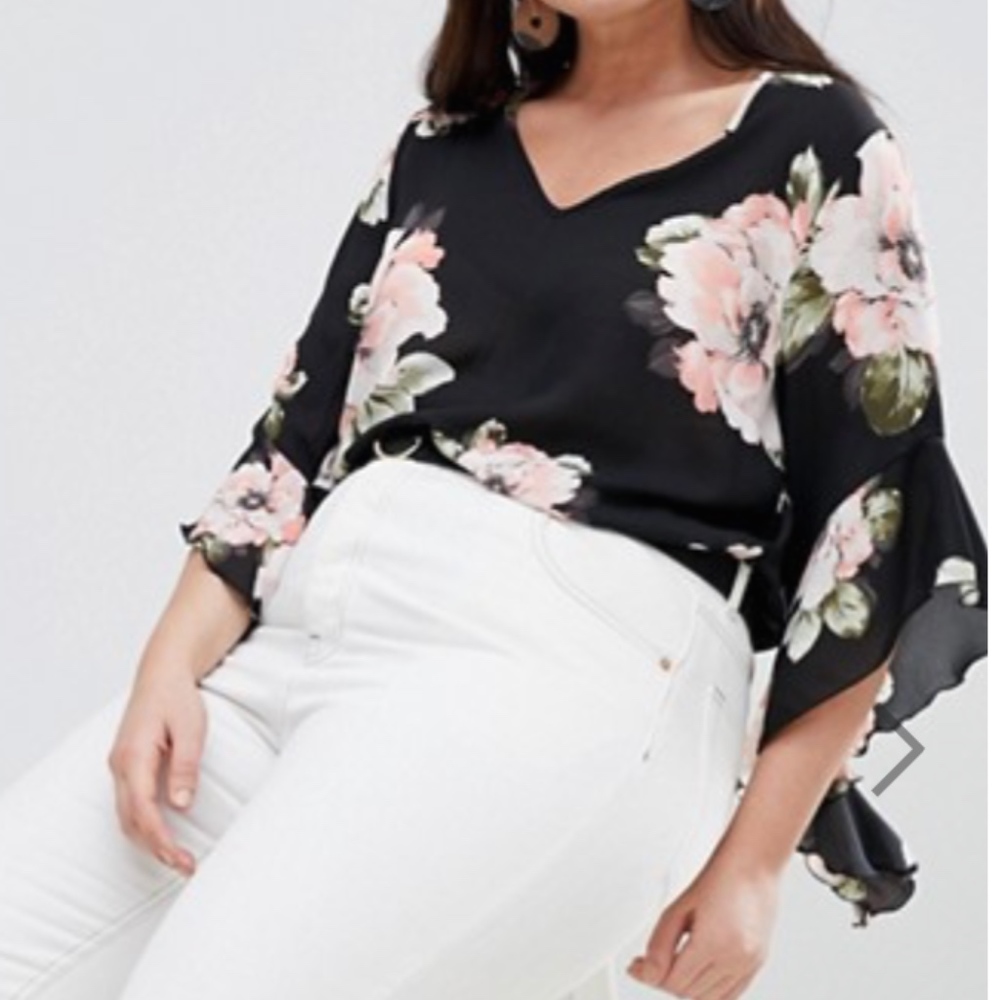 ASOS Lovedrobe Rose Print Tie Back Blouse
